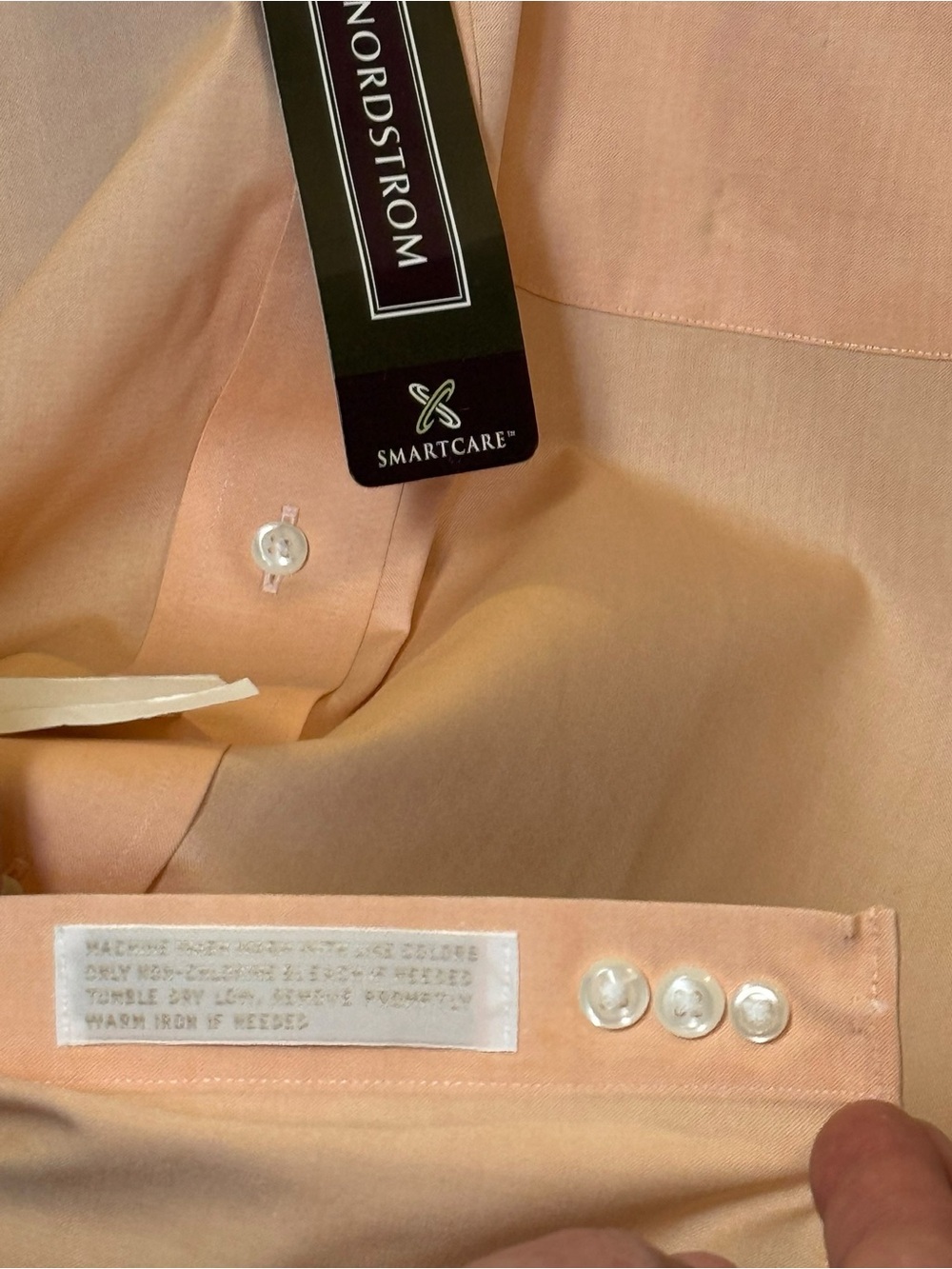 Nordstrom Smartcare NWT Peach Wrinkle-Free Button Down Dress Shirt 17-33 - Picture 3 of 8